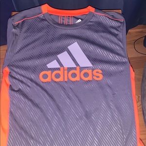 Adidas orange and grey long sleeve t